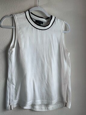 rag & bone White Sleeveless Tank with Black Neck Trim